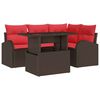 vidaXL Tuin Sofa Set 5 st 4-Aantal zitplaatsen Bruin en Rood