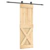 vidaXL Schuifdeur Naturel en Zwart 70 x 210 cm Massief Grenenhout