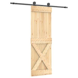 vidaXL Schuifdeur Naturel en Zwart 70 x 210 cm Massief Grenenhout