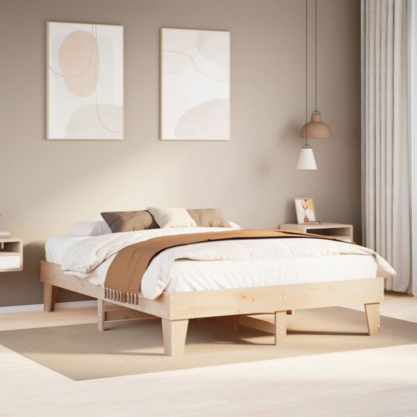 vidaXL Bedframe zonder matras massief grenenhout 140x190 cm