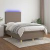 vidaXL Boxspring met matras en LED stof taupe 120x190 cm
