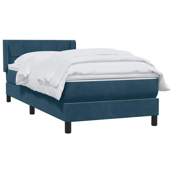 vidaXL Boxspring met matras fluweel donkerblauw 80x220 cm