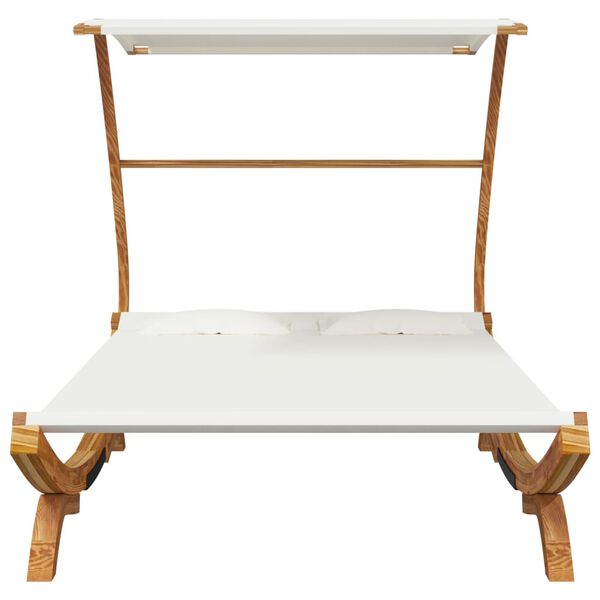 vidaXL Loungebed met luifel 165x203x138 cm massief gebogen hout crème