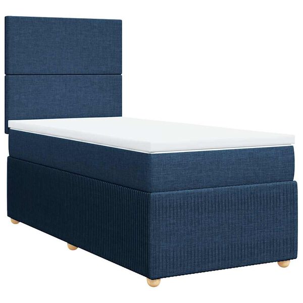 vidaXL Boxspring met matras stof blauw 90x190 cm
