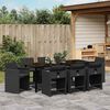 vidaXL Tuin eettafelset 9 pcs Zwart poly rattan