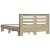 vidaXL Bedframe bewerkt hout metaal sonoma eikenkleurig 135x190 cm