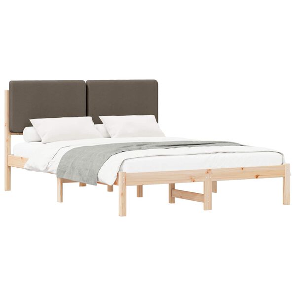 vidaXL Bedframe met Gevoerd Hoofdgedeelte Taupe 140 x 200 cm