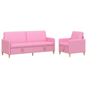 vidaXL Bankenset met opbergruimte 2 pcs Roze Polyester