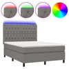 vidaXL Boxspring met matras en LED stof donkergrijs 140x200 cm