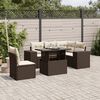 vidaXL 6-delige Loungeset met kussens poly rattan bruin
