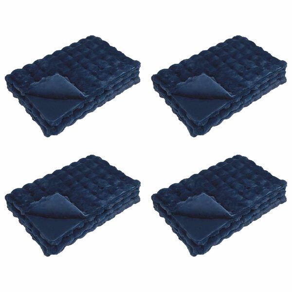 vidaXL Neppels Konijnenbont Deken Olite 4 pcs Marineblauw 130 x 150 cm