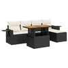 vidaXL 6-delige Loungeset met kussens poly rattan zwart