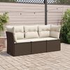 vidaXL 3-delige Loungeset met kussens poly rattan bruin