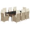vidaXL 9-delige Tuinset met kussens poly rattan beige