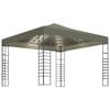 vidaXL Tuinpaviljoen met LED-lichtslinger 3x3 m taupe