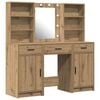 vidaXL Make-up tafel set met LED 3 pcs Artisan Eiken Bewerkt hout