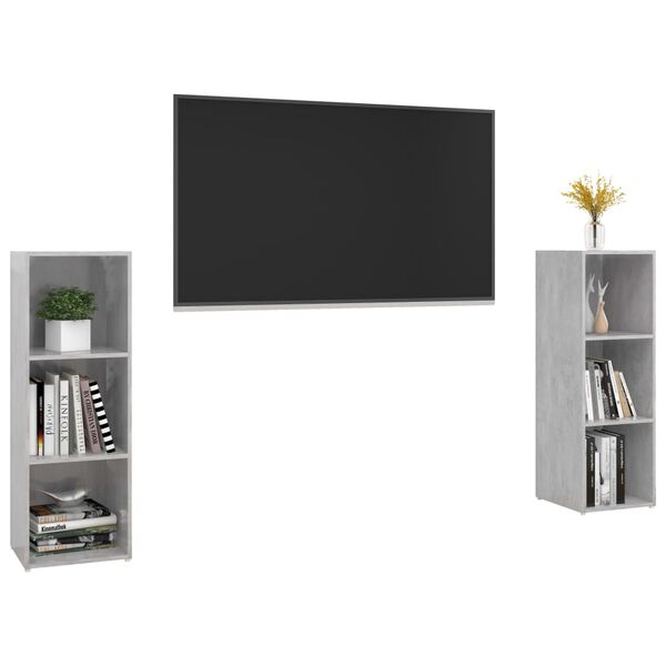vidaXL Tv-meubelen 2 st 107x35x37 cm bewerkt houtbetongrijs