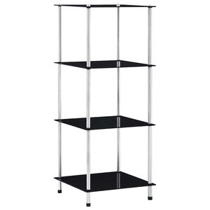 vidaXL Kastje 4-laags 40x40x100 cm gehard glas zwart