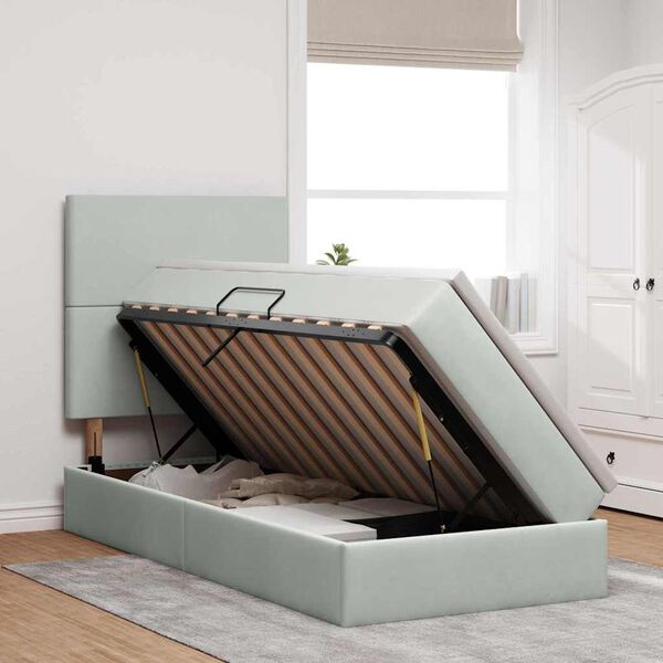 vidaXL Opslag bed met matras Lichtgrijs 100 x 200 cm Fluweel