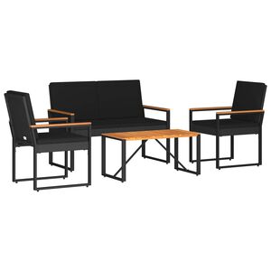vidaXL Buitenmeubelset 4 st Zwart poly rattan