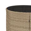 vidaXL Tuinbank met tafel en kussens halfrond poly rattan beige