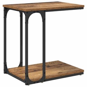 vidaXL Bijzettafel met plank Oud hout 50 x 35 x 52 cm Bewerkt hout