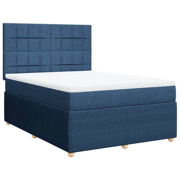vidaXL Boxspring met matras stof blauw 140x190 cm