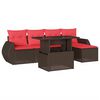 vidaXL 6-delige tuinbankset met kussens, bruin polyrotan