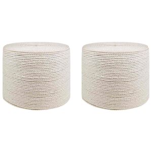 vidaXL Jute Touw 2 st 20 mm 100 m Wit 100% Tossa jute