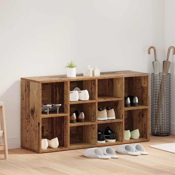 vidaXL Schoenenbank met plank Oudhout 103 x 30 x 54,5 cm Bewerkt hout