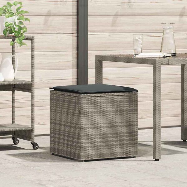 vidaXL Kussenbox met opslag Grijs 50 x 50 x 50 cm poly rattan