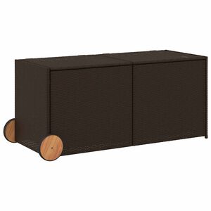 VidaXL Tuinbox met wielen 283 L poly rattan bruin