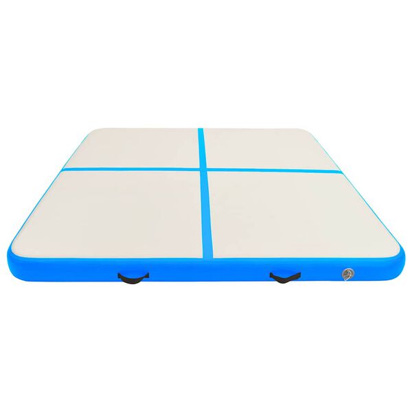 vidaXL Gymnastiekmat met pomp opblaasbaar 200x200x20 cm PVC blauw