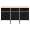 vidaXL Werk Cabinet met lade 3 pcs Zwart en Grijs 150 x 55 x 85 cm