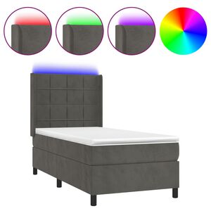 vidaXL Boxspring met matras en LED fluweel donkergrijs 80x200 cm
