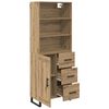 vidaXL Hoge kast Artisan Eiken 69,5 x 34 x 180 cm Bewerkt hout