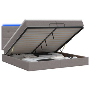 vidaXL Ottoman Bed met Matrassen en LED Taupe 200 x 200 cm Stof