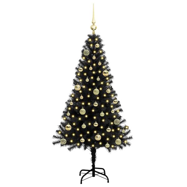 vidaXL Kerstboom met 150 LED met standaard Zwart 150 cm PVC