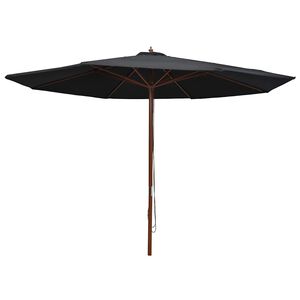 vidaXL Parasol met houten paal 350 cm zwart
