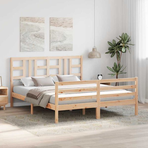 vidaXL Bedframe met hoofdbord massief hout 160x200 cm