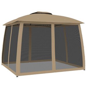 vidaXL Prieel zijwanden van gaas en dubbel dak 2,93x2,93 m staal taupe