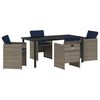 vidaXL Tuin eettafelset met kussen 5 pcs Grijs poly rattan