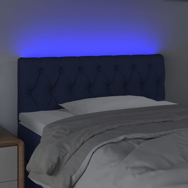 vidaXL Hoofdbord LED 100x7x78/88 cm stof blauw