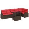 vidaXL Tuin Sofa Set met kussen met opslag 7 pcs Bruin Poly riet