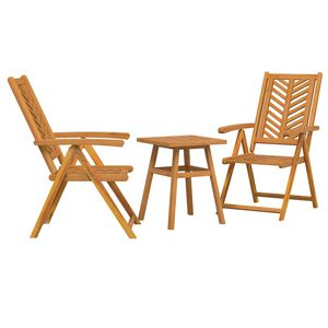 vidaXL Tuin eettafelset 3 pcs Bruin Massief Acaciahout