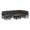 vidaXL Tuinbankenset 9 st Zwart en Donkergrijs poly rattan