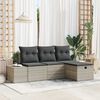 vidaXL Tuin Sofa Set met kussen 4 pcs Lichtgrijs Poly riet