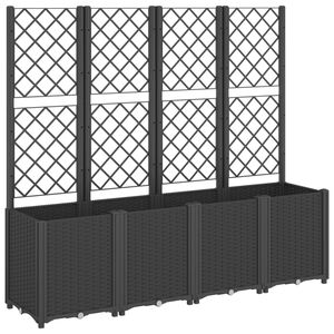 vidaXL Plantenbak met latwerk 160x40x140 cm polypropeen zwart