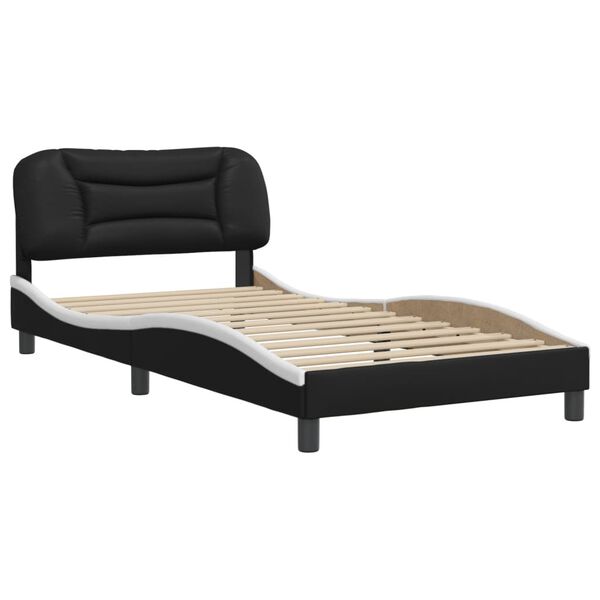 vidaXL Bedframe zonder matras "Hvar" kunstleer zwart en wit 100x200 cm