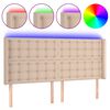 vidaXL Hoofdbord LED 147x16x118/128 cm kunstleer cappuccinokleurig